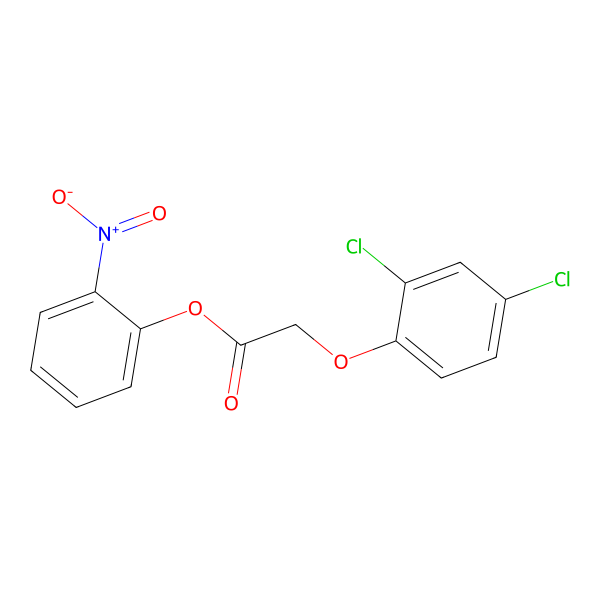 Acetic acid, (2,4-dichlorophenoxy)-, 2-nitrophenyl ester molecular structure, CAS 67829-92-9