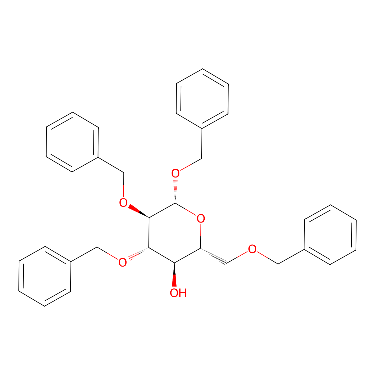 Benzyl 2,3,6-Tri-O-benzyl-b-D-glucopyranoside molecular structure, CAS 67831-42-9