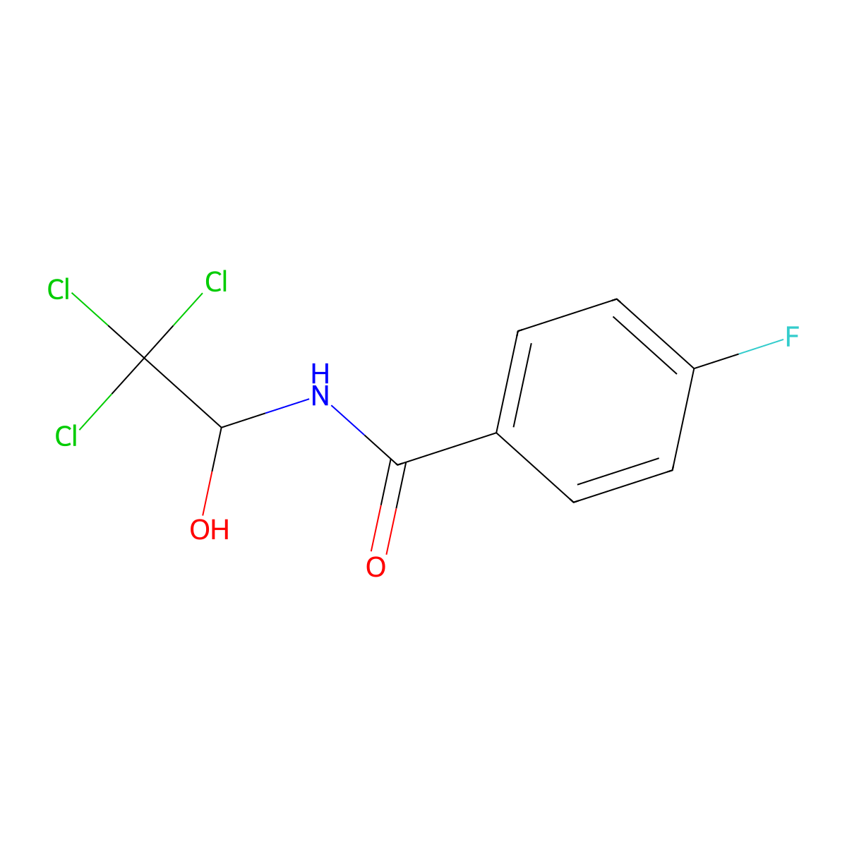 4-fluoro-N-(2,2,2-trichloro-1-hydroxyethyl)benzamide molecular structure, CAS 67833-05-0