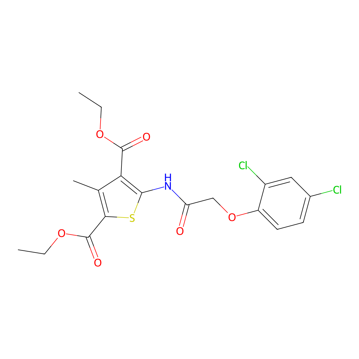 Diethyl 5-{[(2,4-dichlorophenoxy)acetyl]amino}-3-methyl-2,4-thiophenedicarboxylate molecular structure, CAS 67836-07-1