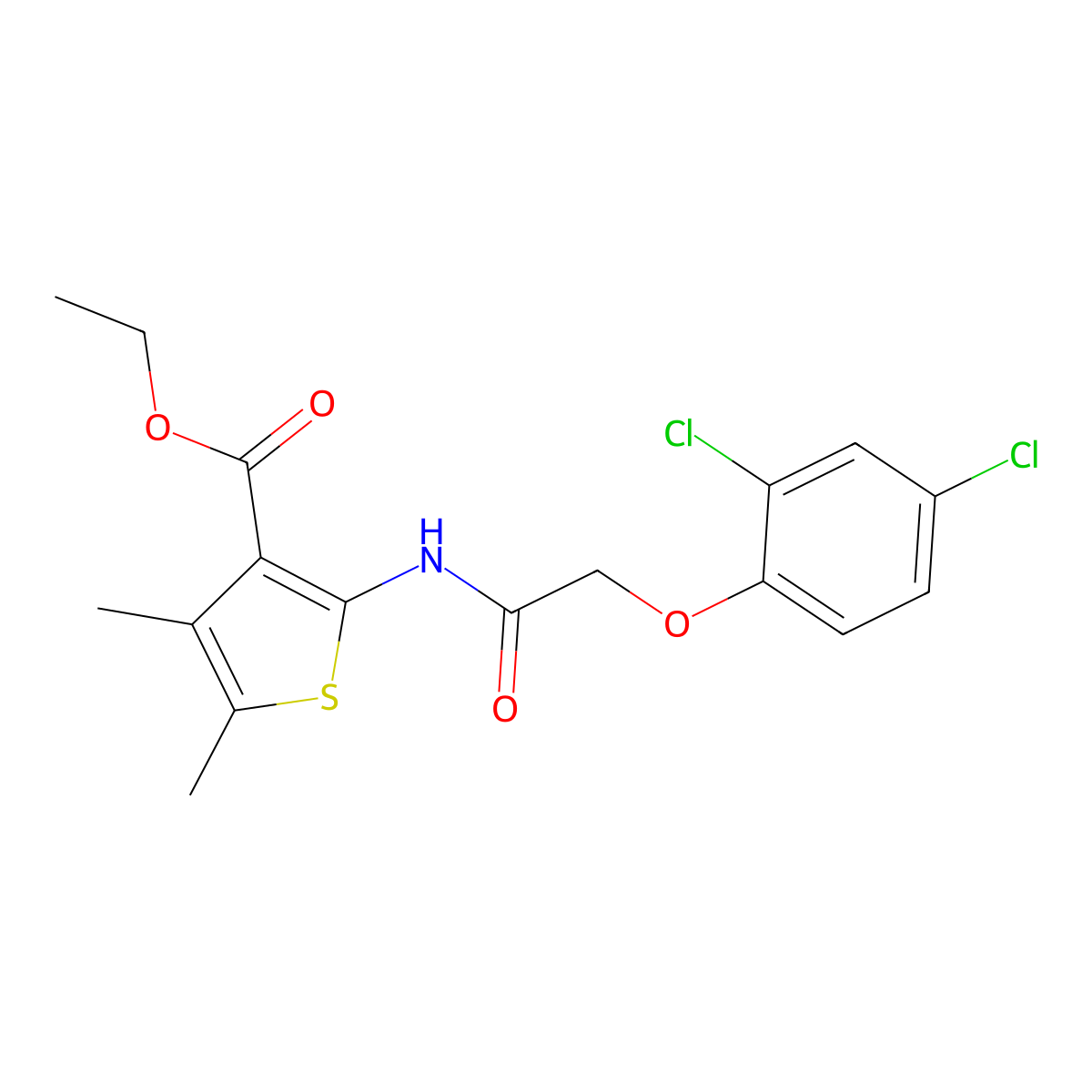 Ethyl 2-[[2-(2,4-dichlorophenoxy)acetyl]amino]-4,5-dimethylthiophene-3-carboxylate molecular structure, CAS 67836-08-2