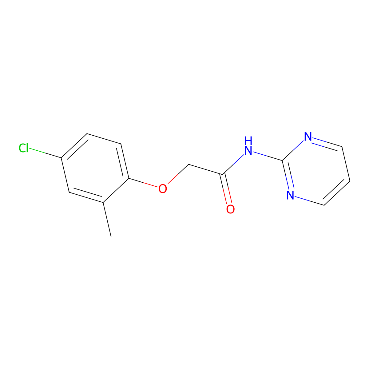 2-(4-chloro-2-methylphenoxy)-N-pyrimidin-2-ylacetamide molecular structure, CAS 67836-29-7
