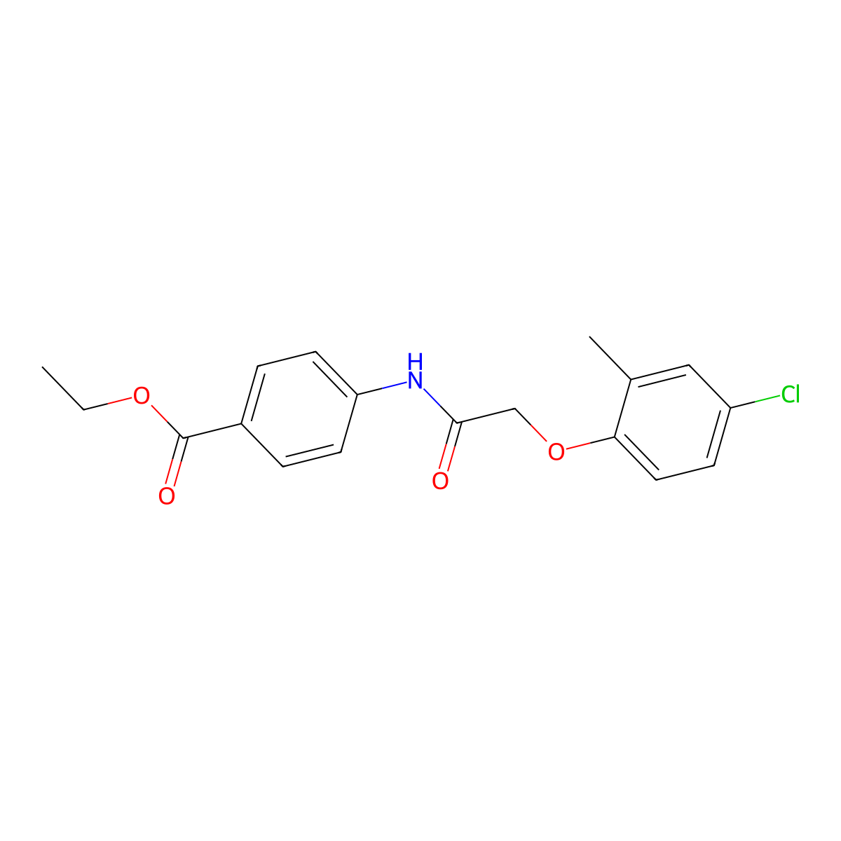 Ethyl 4-{[(4-chloro-2-methylphenoxy)acetyl]amino}benzoate molecular structure, CAS 67836-39-9
