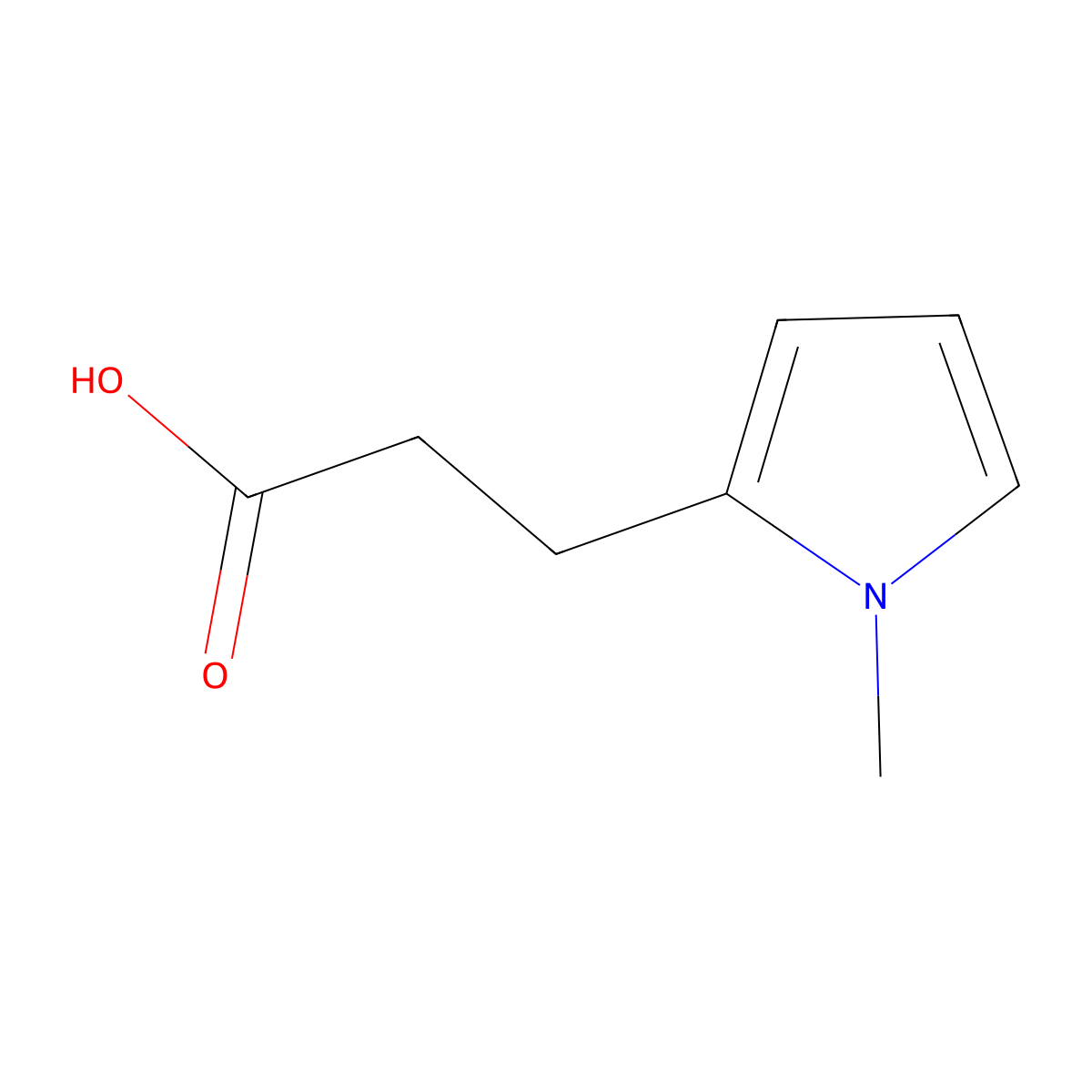 3-(1-methyl-1H-pyrrol-2-yl)propanoic acid molecular structure, CAS 67838-90-8