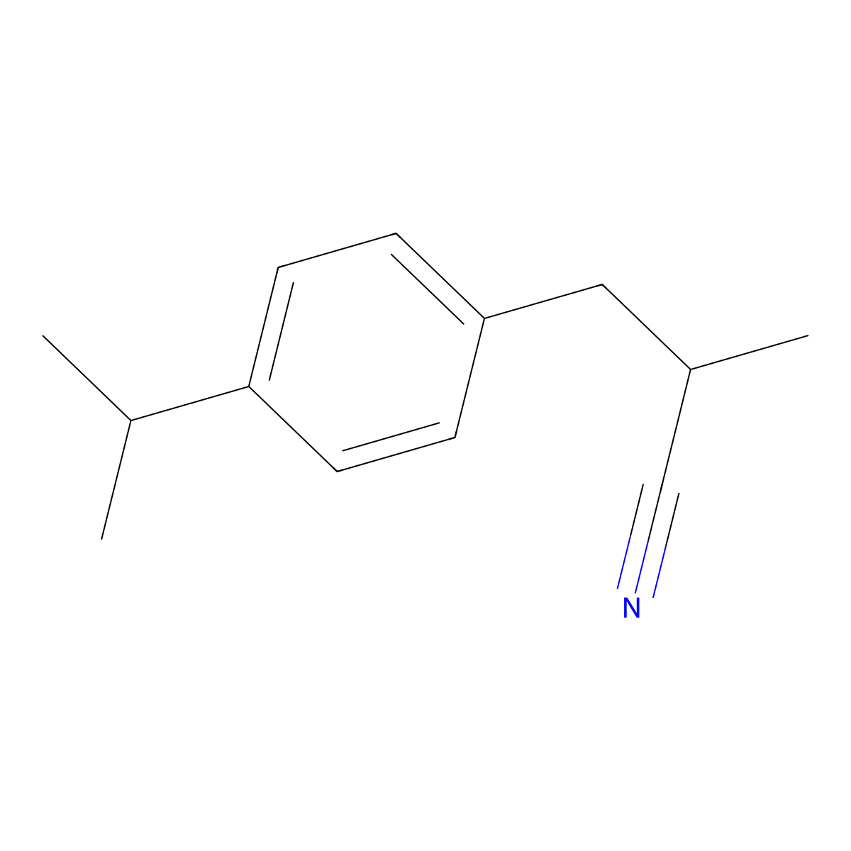 Benzenepropanenitrile, alpha-methyl-4-(1-methylethyl)- molecular structure, CAS 67845-51-6
