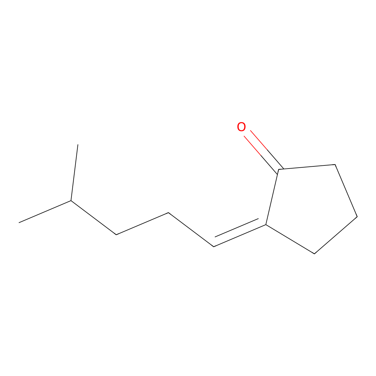 Cyclopentanone, 2-(4-methylpentylidene)- molecular structure, CAS 67845-57-2