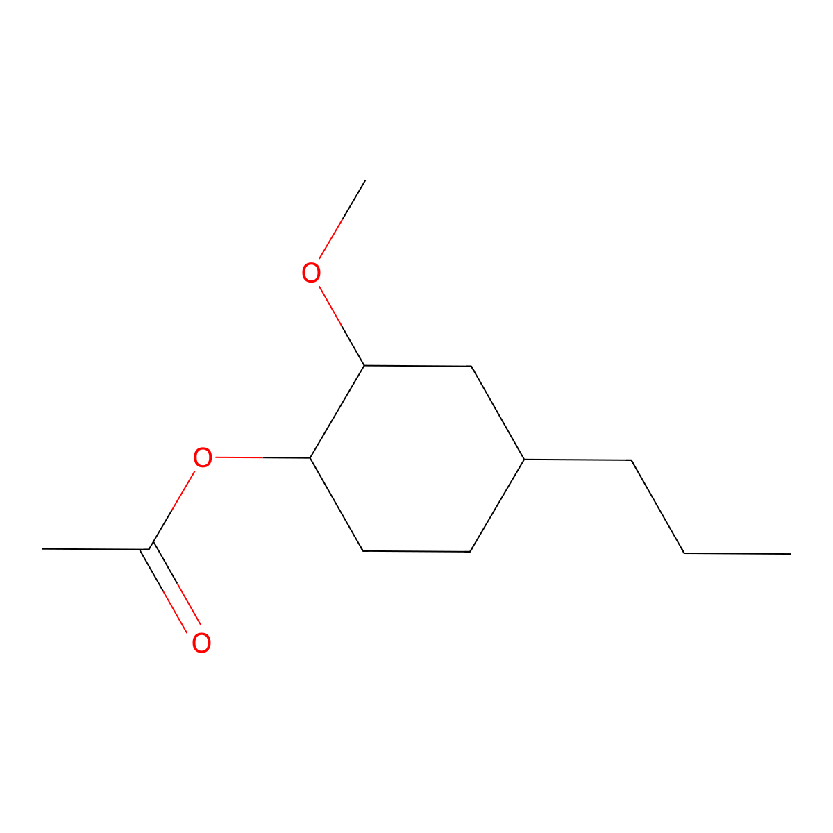 Cyclohexanol, 2-methoxy-4-propyl-, 1-acetate molecular structure, CAS 67845-58-3