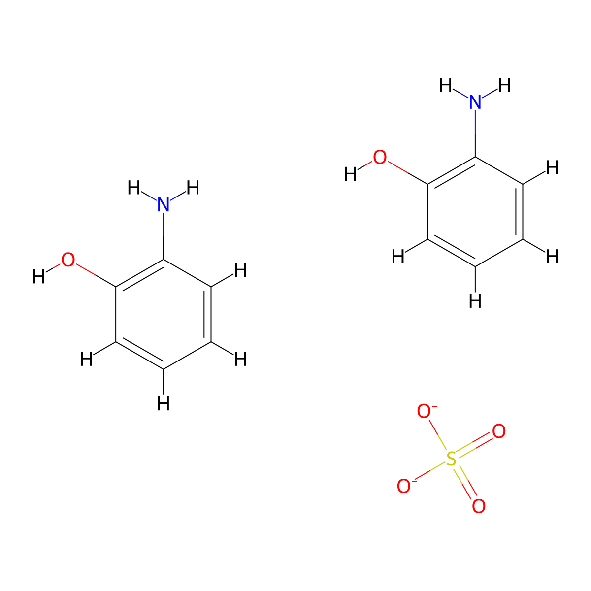 Bis(2-aminophenol);sulfate molecular structure, CAS 67845-79-8