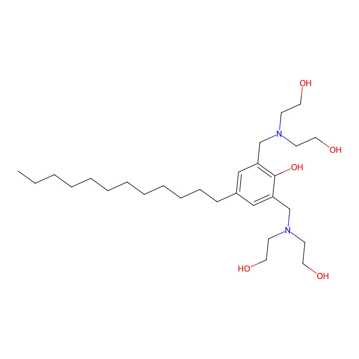 2,6-Bis[[bis(2-hydroxyethyl)amino]methyl]-4-dodecylphenol molecular structure, CAS 67845-80-1