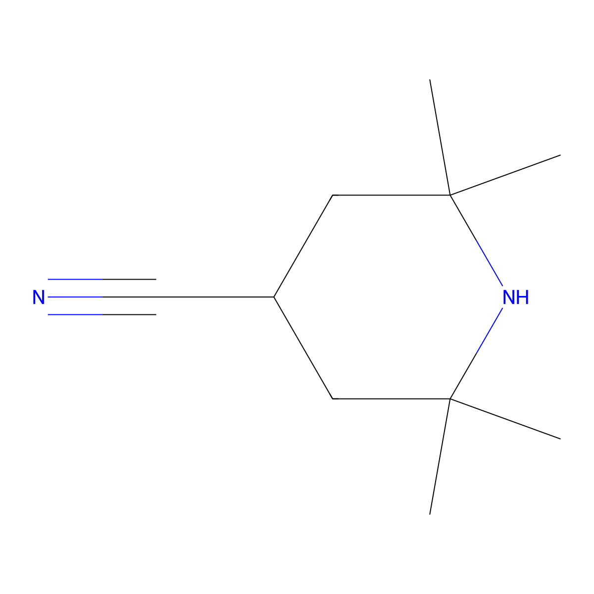 4-Piperidinecarbonitrile, 2,2,6,6-tetramethyl- molecular structure, CAS 67845-90-3