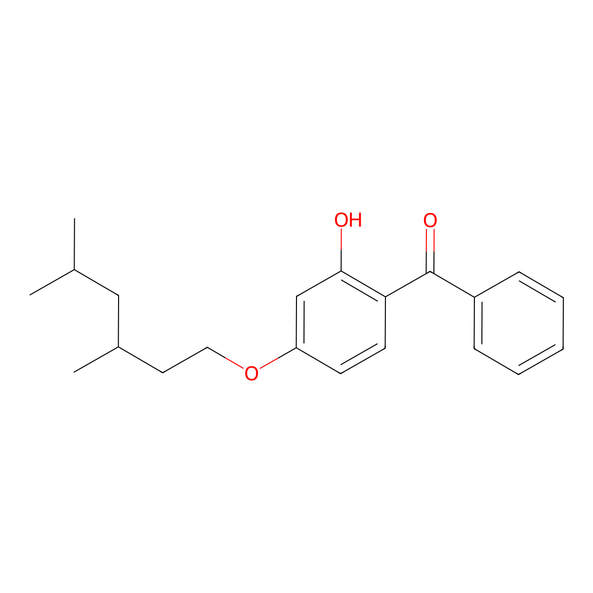 Methanone, [4-[(3,5-dimethylhexyl)oxy]-2-hydroxyphenyl]phenyl- molecular structure, CAS 67845-91-4