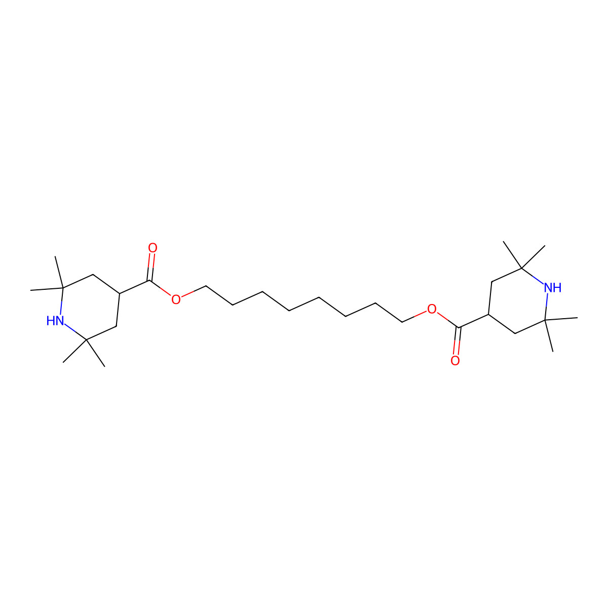 4-Piperidinecarboxylic acid, 2,2,6,6-tetramethyl-, 4,4'-(1,8-octanediyl) ester molecular structure, CAS 67845-92-5