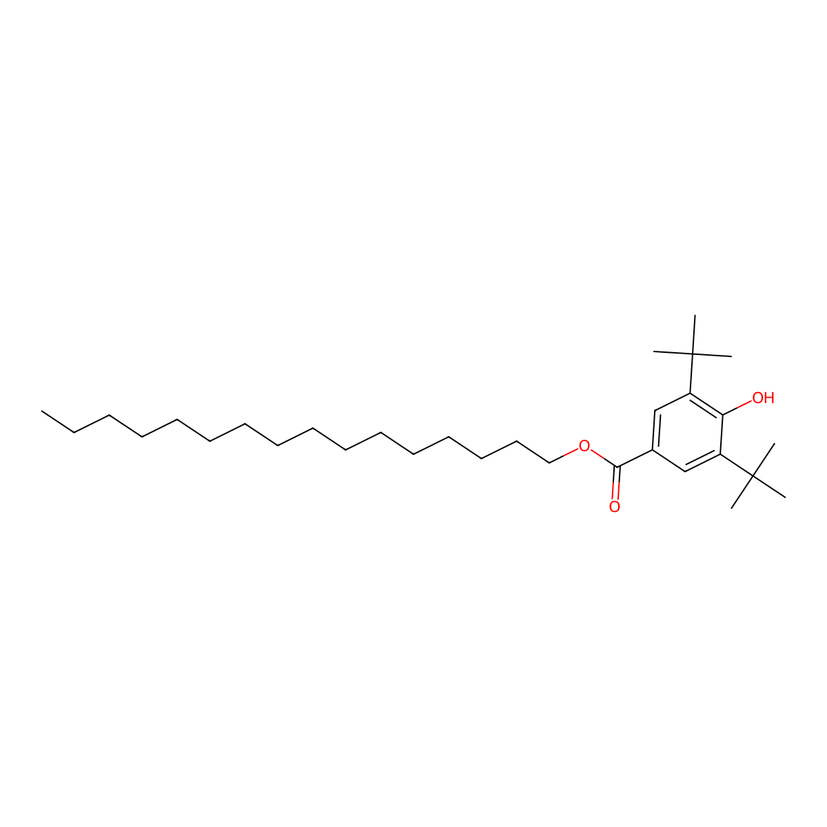 Palmityl 3,5-di-tert-butyl-4-hydroxybenzoate molecular structure, CAS 67845-93-6