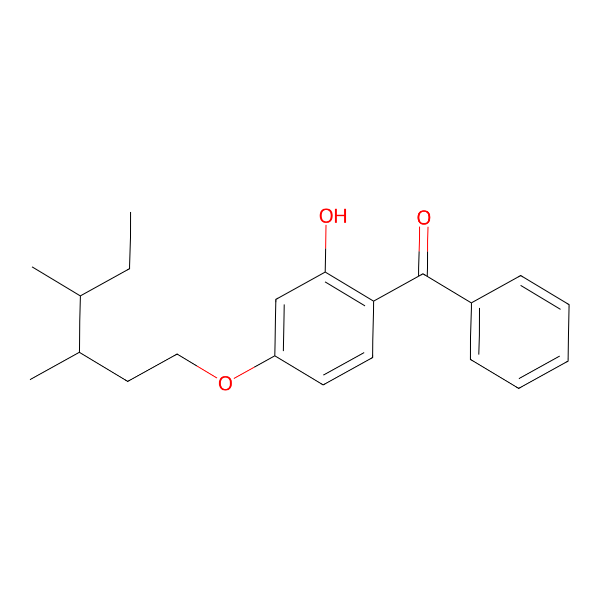 Methanone, (4-((3,4-dimethylhexyl)oxy)-2-hydroxyphenyl)phenyl- molecular structure, CAS 67845-98-1