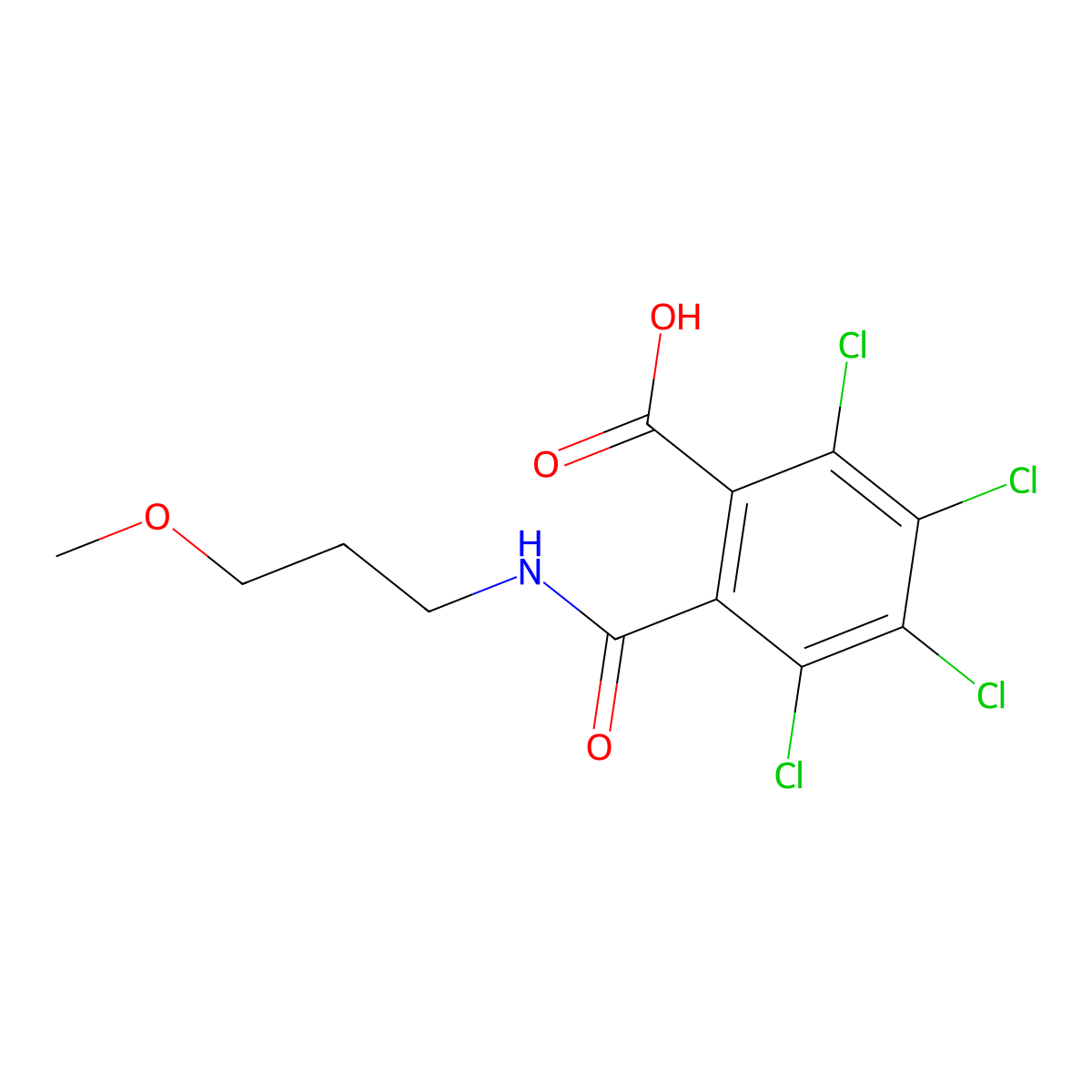2,3,4,5-Tetrachloro-6-(((3-methoxypropyl)amino)carbonyl)benzoic acid molecular structure, CAS 67846-01-9