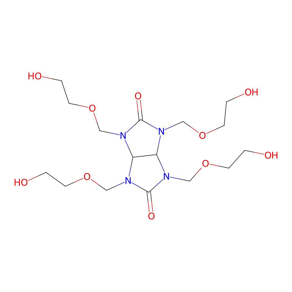 Tetrahydro-1,3,4,6-tetrakis((2-hydroxyethoxy)methyl)imidazo(4,5-d)imidazole-2,5(1H,3H)-dione molecular structure, CAS 67846-63-3