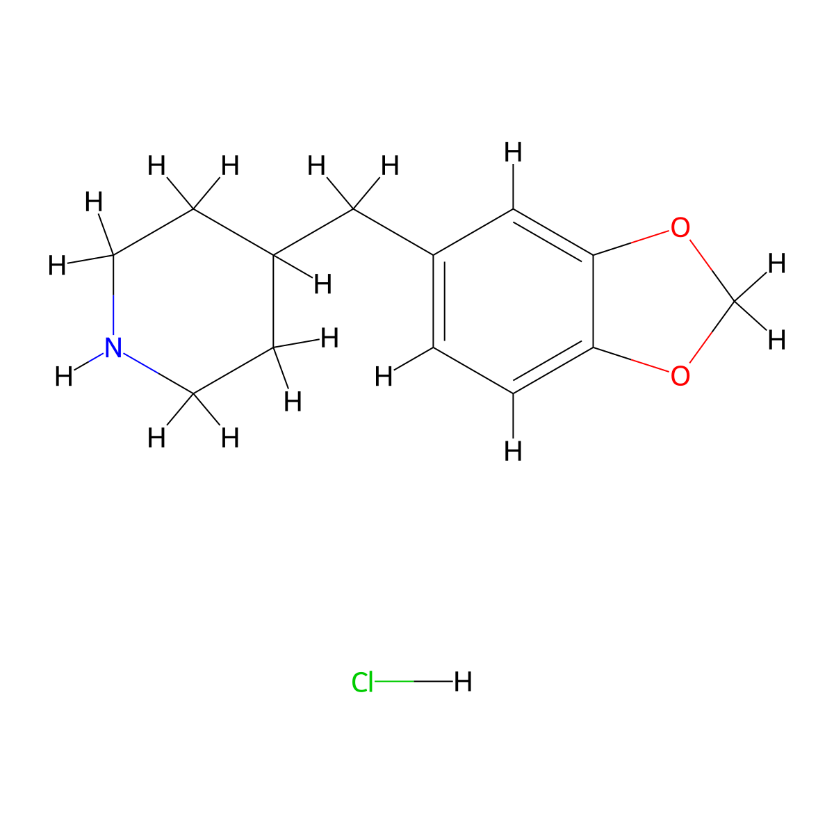 4-Benzo[1,3]dioxol-5-ylmethyl-piperidine hydrochloride molecular structure, CAS 67848-79-7