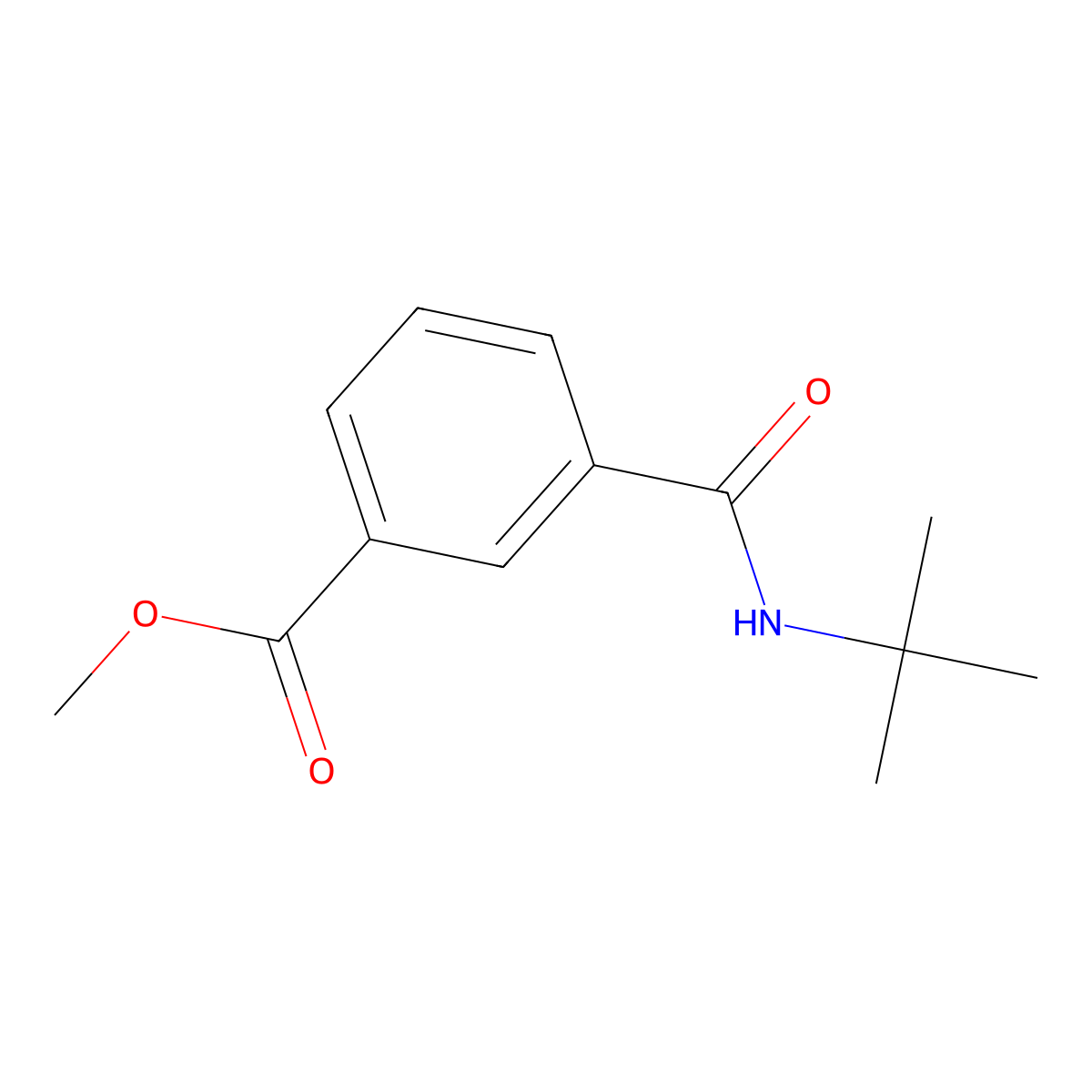 Methyl 3-(((1,1-dimethylethyl)amino)carbonyl)benzoate molecular structure, CAS 67852-99-7