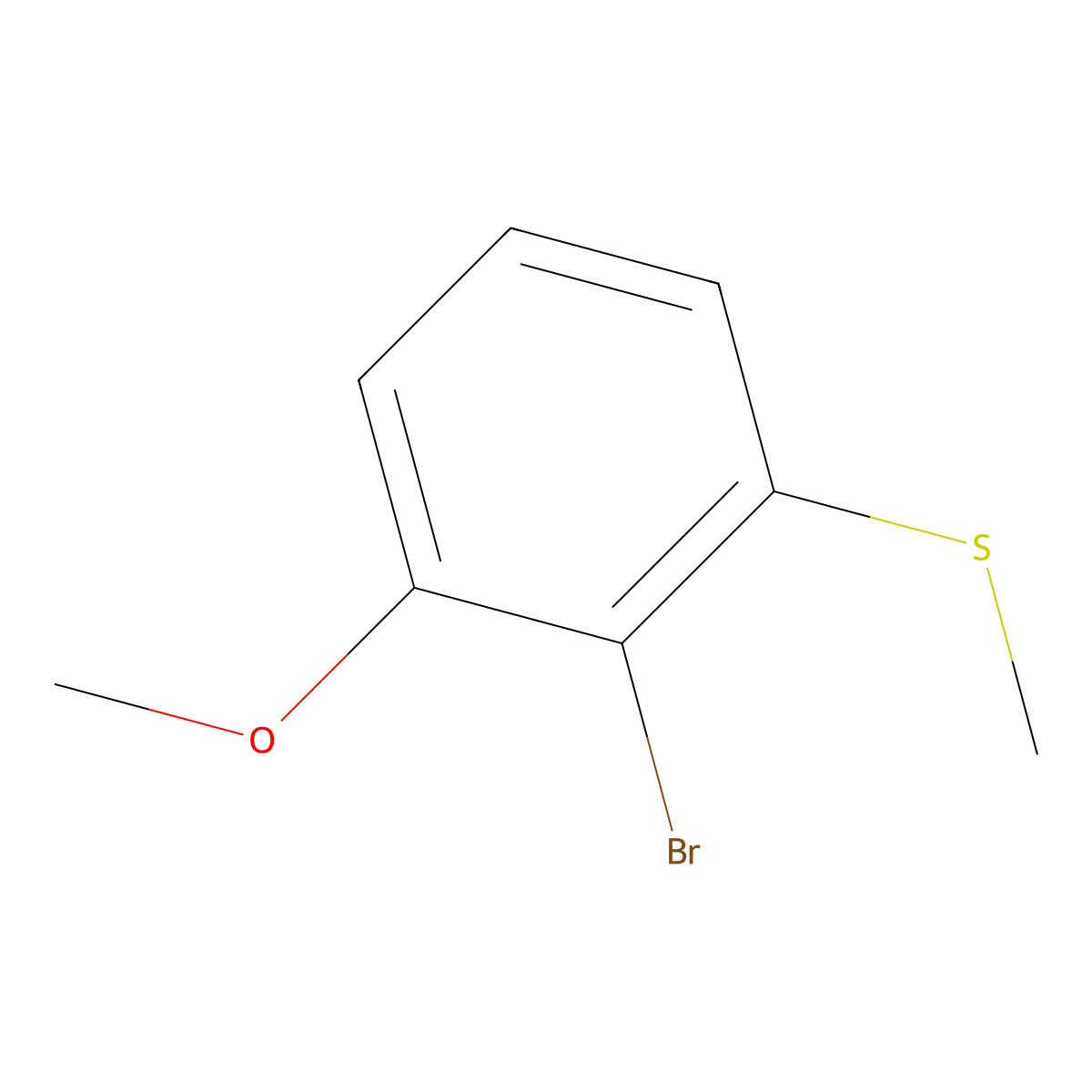 2-Bromo-1-methoxy-3-(methylsulfanyl)benzene molecular structure, CAS 67853-40-1