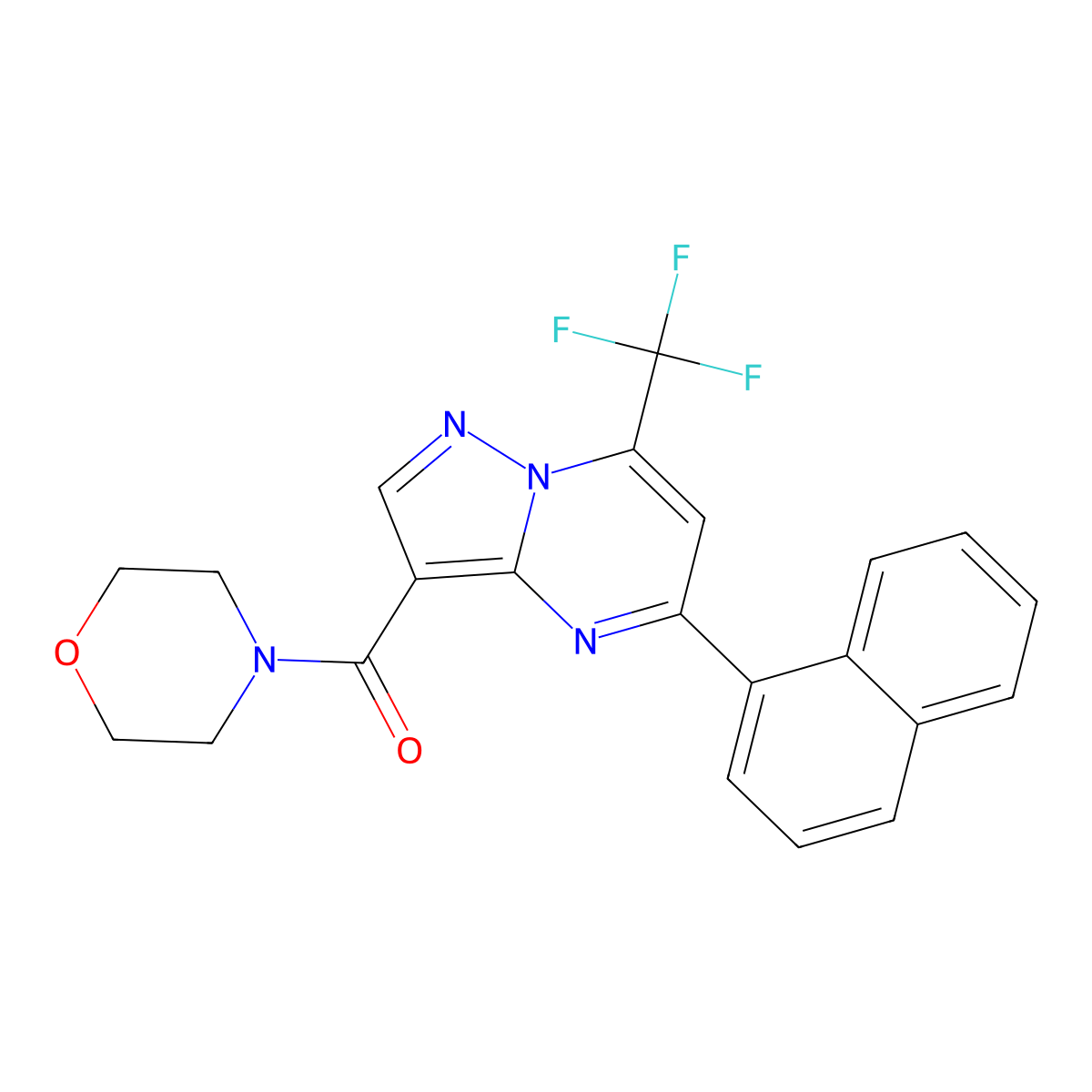 Morpholin-4-yl-[5-naphthalen-1-yl-7-(trifluoromethyl)pyrazolo[1,5-a]pyrimidin-3-yl]methanone molecular structure, CAS 678535-98-3