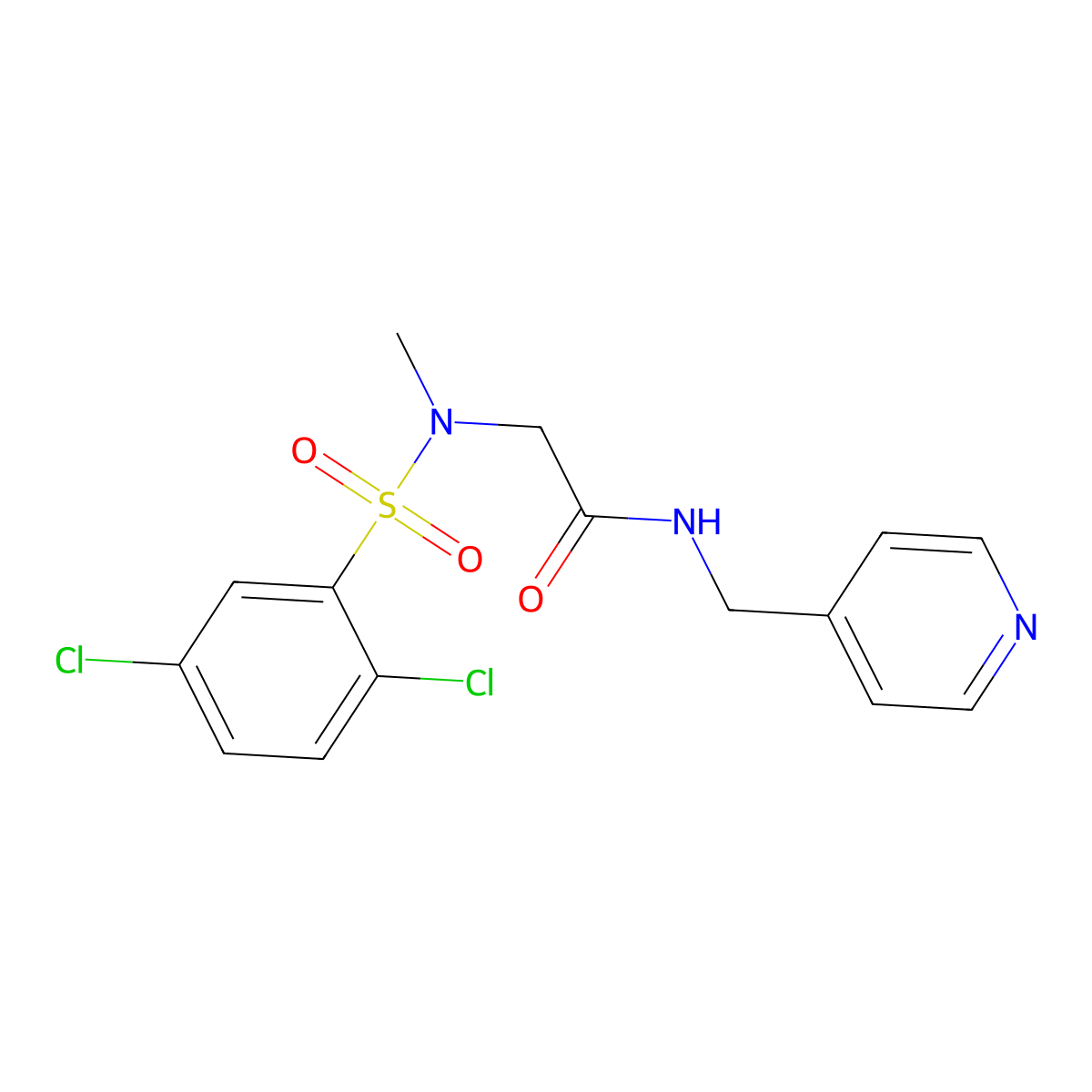 2-[(2,5-dichlorophenyl)sulfonyl-methylamino]-N-(pyridin-4-ylmethyl)acetamide molecular structure, CAS 678538-04-0