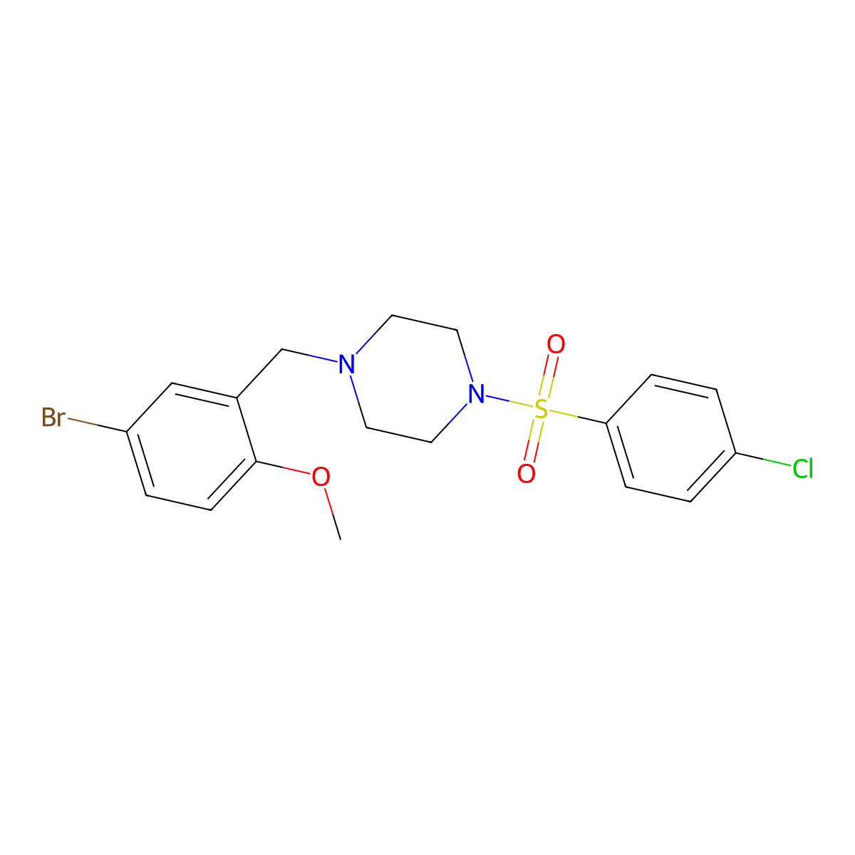 1-(5-Bromo-2-methoxybenzyl)-4-[(4-chlorophenyl)sulfonyl]piperazine molecular structure, CAS 678538-32-4