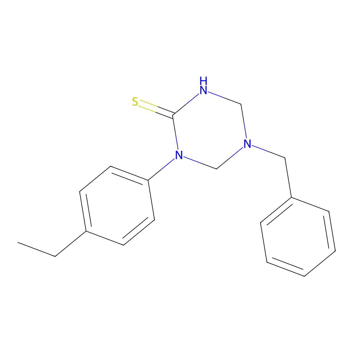 5-Benzyl-1-(4-ethylphenyl)-1,3,5-triazinane-2-thione molecular structure, CAS 678539-34-9