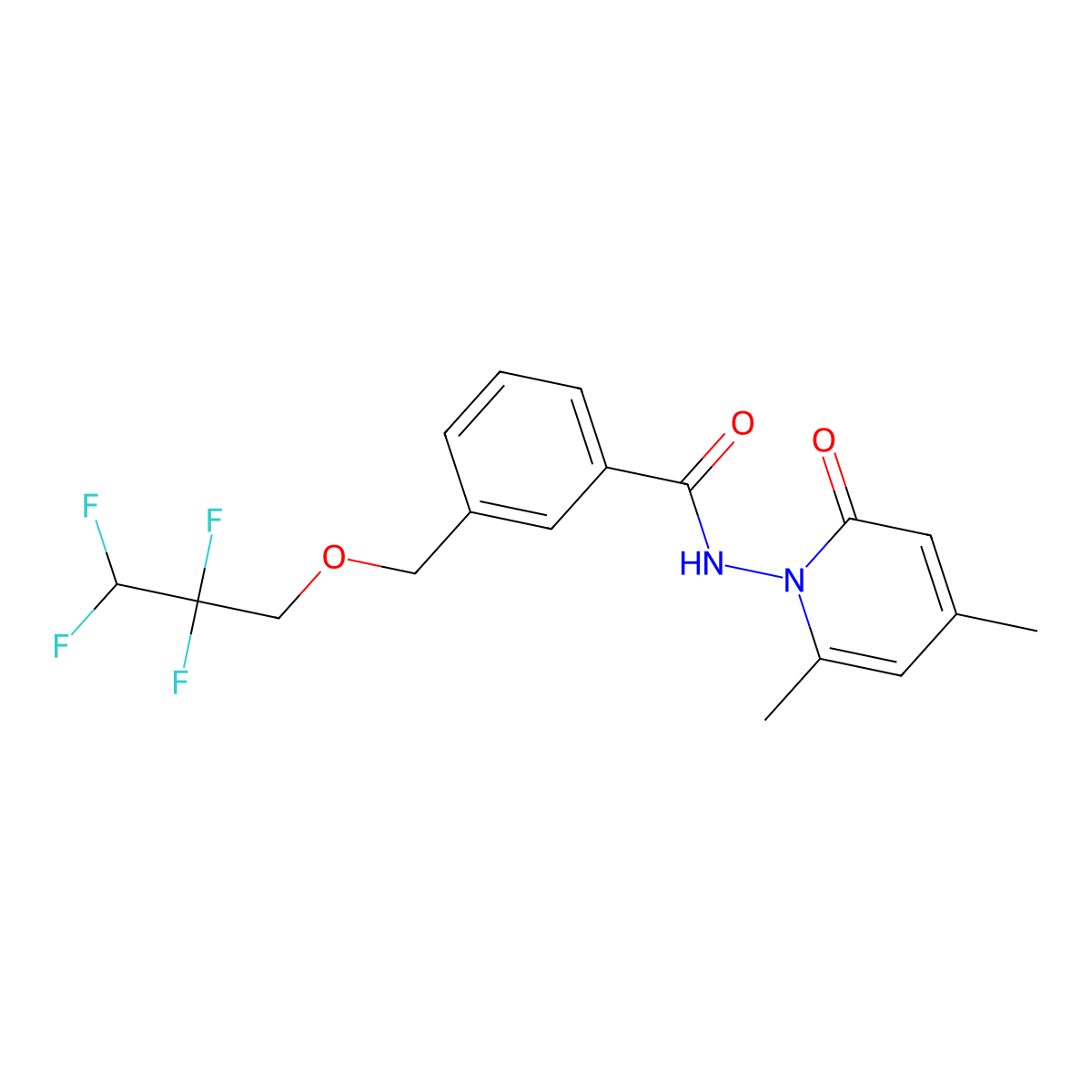 N-(2,4-dimethyl-6-oxopyridin-1-yl)-3-(2,2,3,3-tetrafluoropropoxymethyl)benzamide molecular structure, CAS 678540-56-2