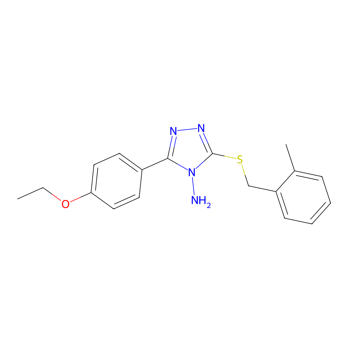 5-(4-Ethoxyphenyl)-3-[(2-methylphenyl)methylthio]-1,2,4-triazole-4-ylamine molecular structure, CAS 678540-64-2