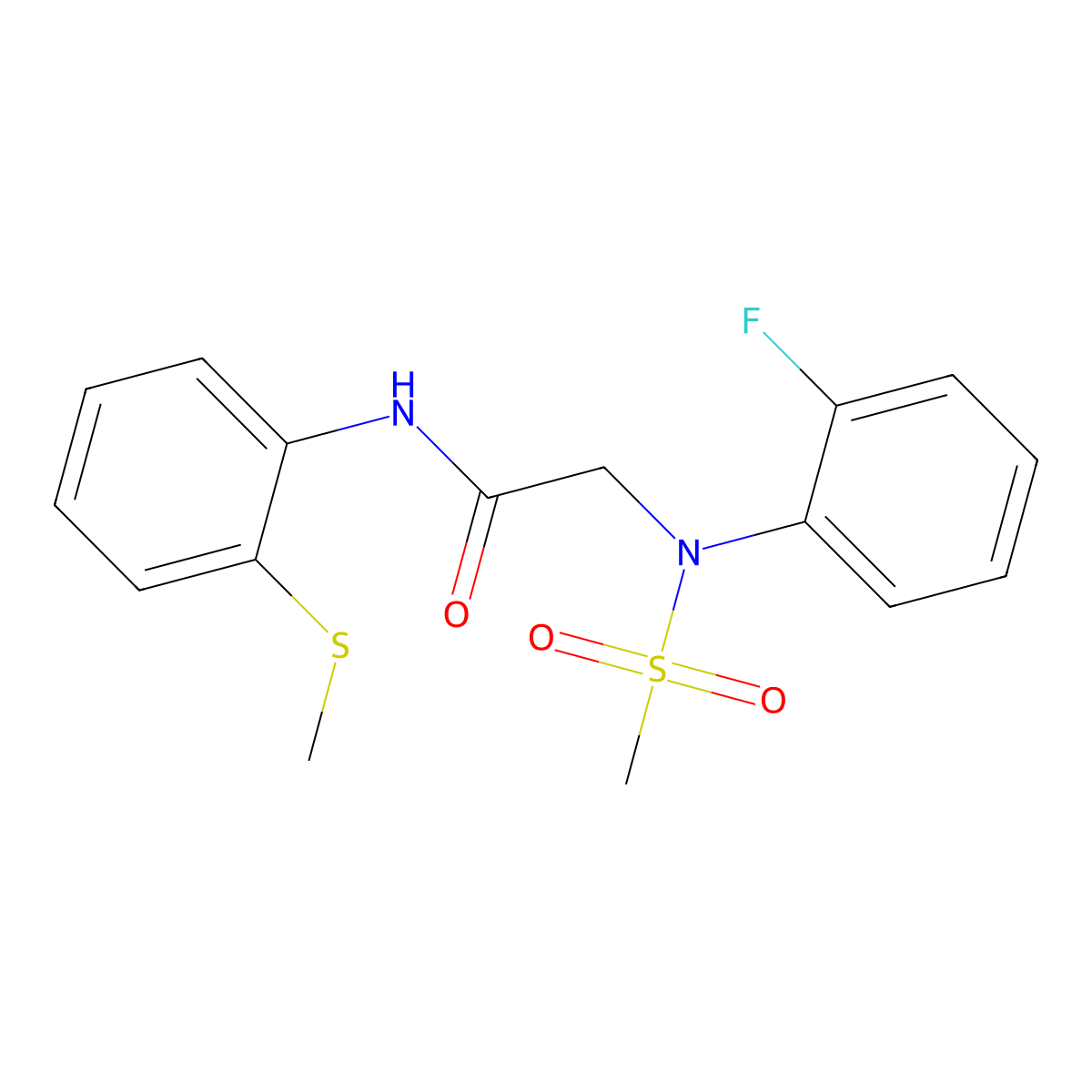 2-(2-fluoro-N-methylsulfonylanilino)-N-(2-methylsulfanylphenyl)acetamide molecular structure, CAS 678540-72-2