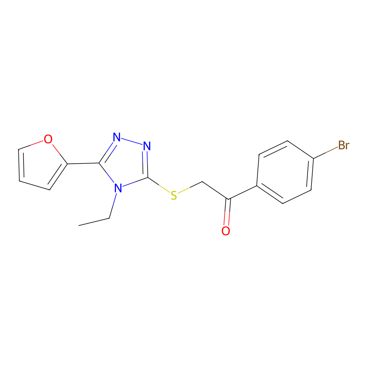 1-(4-bromophenyl)-2-{[4-ethyl-5-(furan-2-yl)-4H-1,2,4-triazol-3-yl]sulfanyl}ethanone molecular structure, CAS 678541-15-6