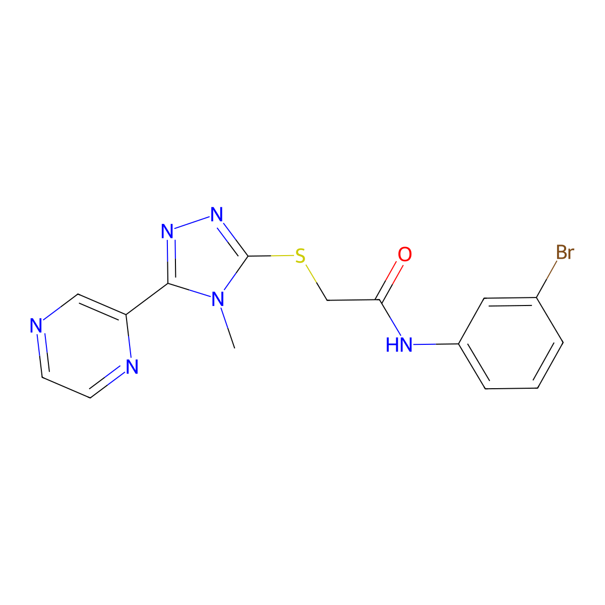 N-(3-bromophenyl)-2-{[4-methyl-5-(pyrazin-2-yl)-4H-1,2,4-triazol-3-yl]sulfanyl}acetamide molecular structure, CAS 678541-76-9