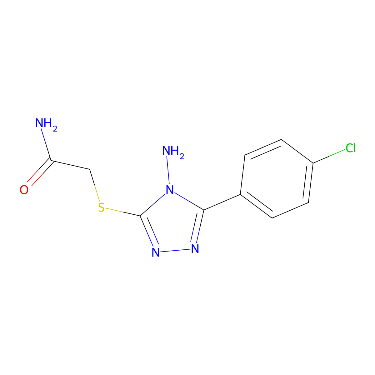 2-((4-Amino-5-(4-chlorophenyl)-4H-1,2,4-triazol-3-YL)thio)acetamide molecular structure, CAS 678541-95-2