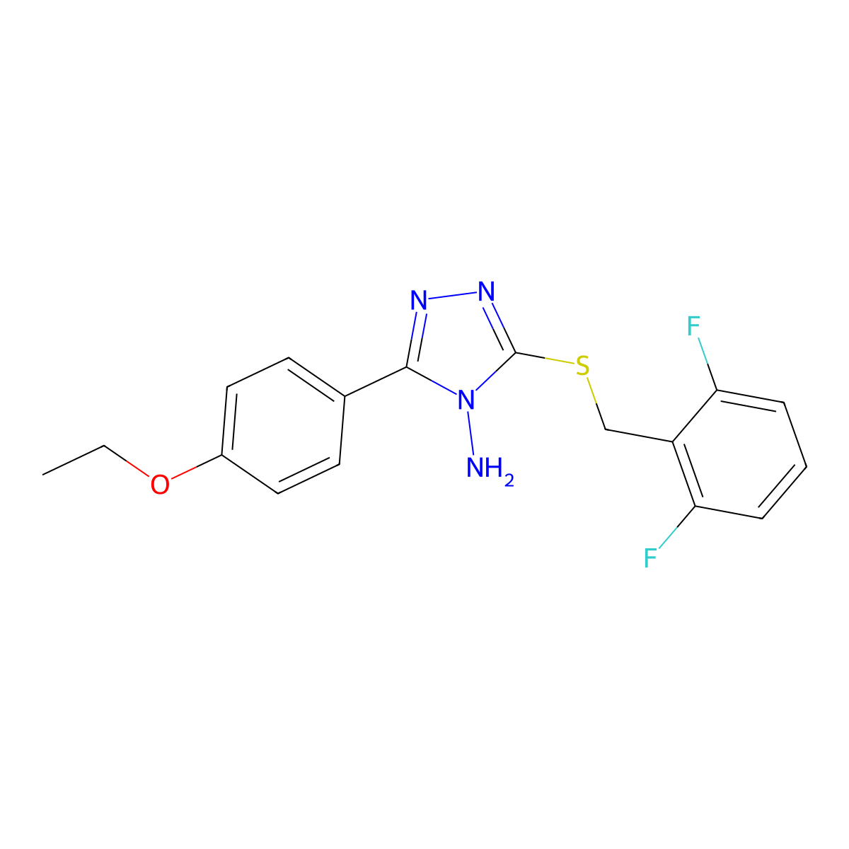 3-[(2,6-Difluorophenyl)methylthio]-5-(4-ethoxyphenyl)-1,2,4-triazole-4-ylamine molecular structure, CAS 678542-41-1