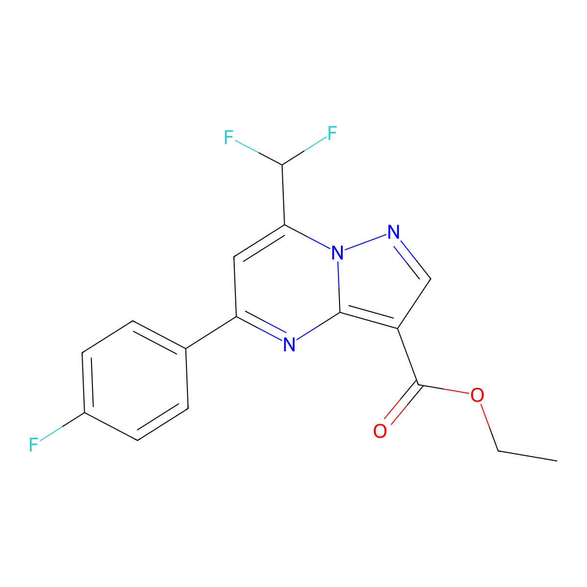 Ethyl 7-(difluoromethyl)-5-(4-fluorophenyl)pyrazolo[1,5-a]pyrimidine-3-carboxylate molecular structure, CAS 678542-78-4