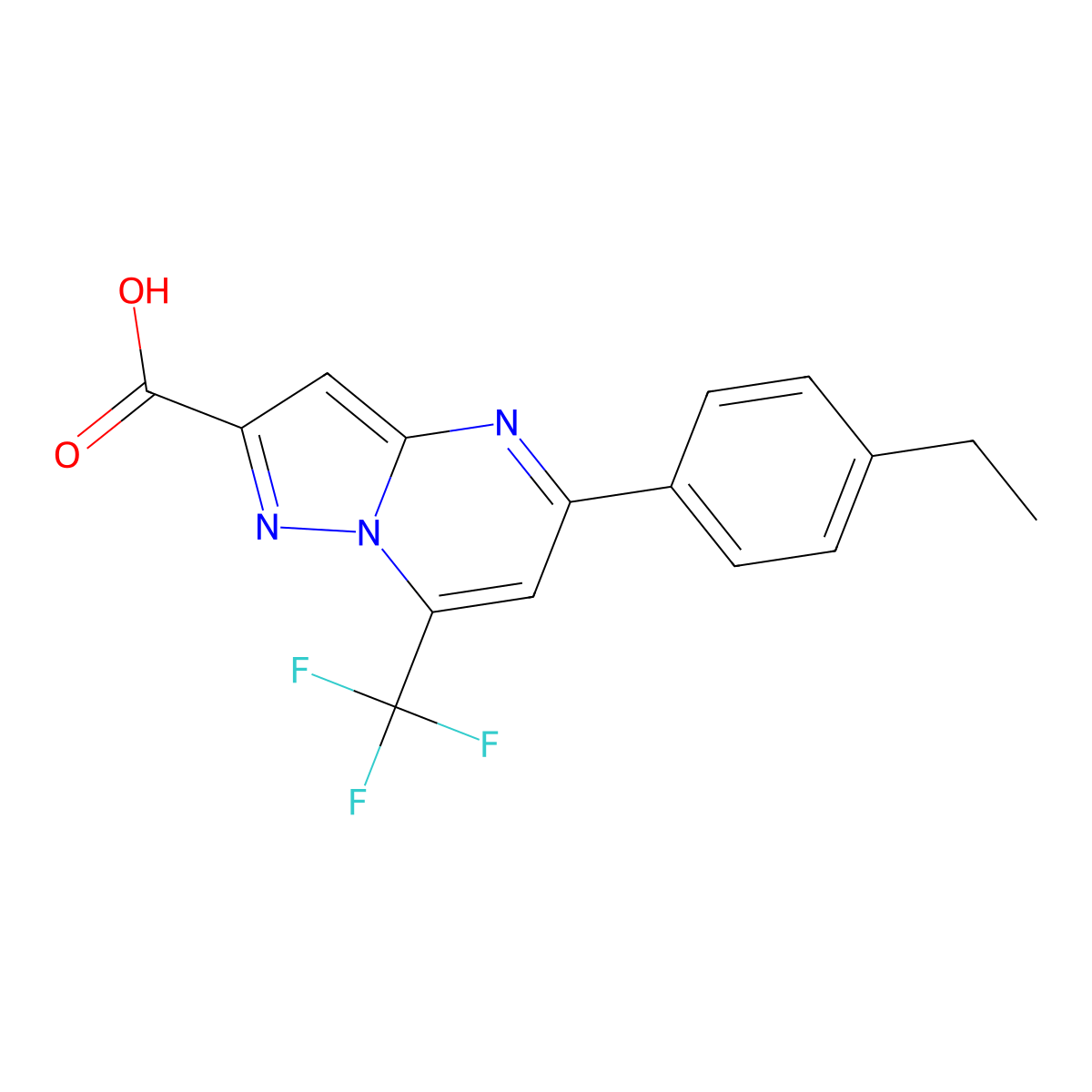 5-(4-Ethylphenyl)-7-(trifluoromethyl)pyrazolo[1,5-a]pyrimidine-2-carboxylic acid molecular structure, CAS 678543-10-7