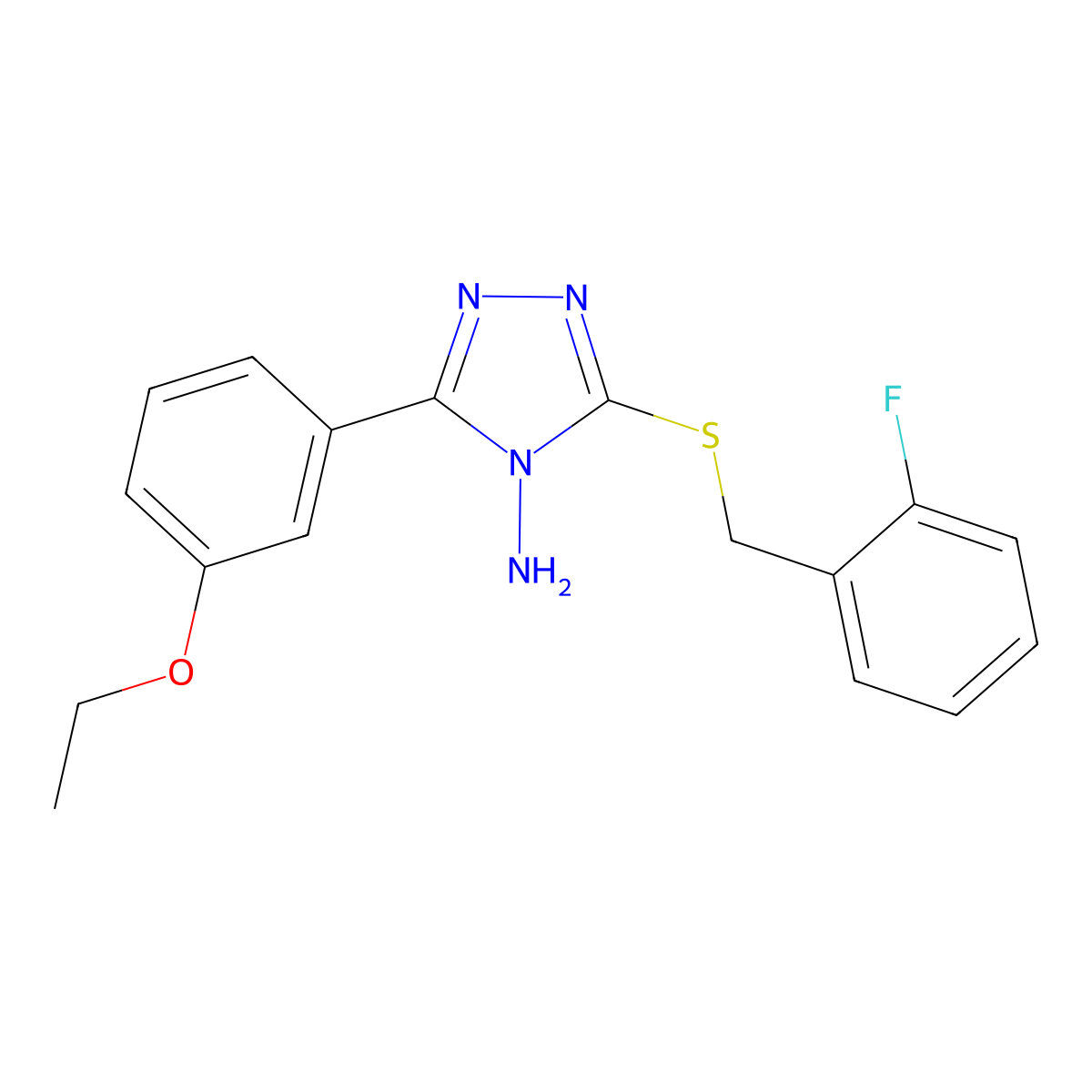 5-(3-Ethoxyphenyl)-3-[(2-fluorophenyl)methylthio]-1,2,4-triazole-4-ylamine molecular structure, CAS 678543-97-0
