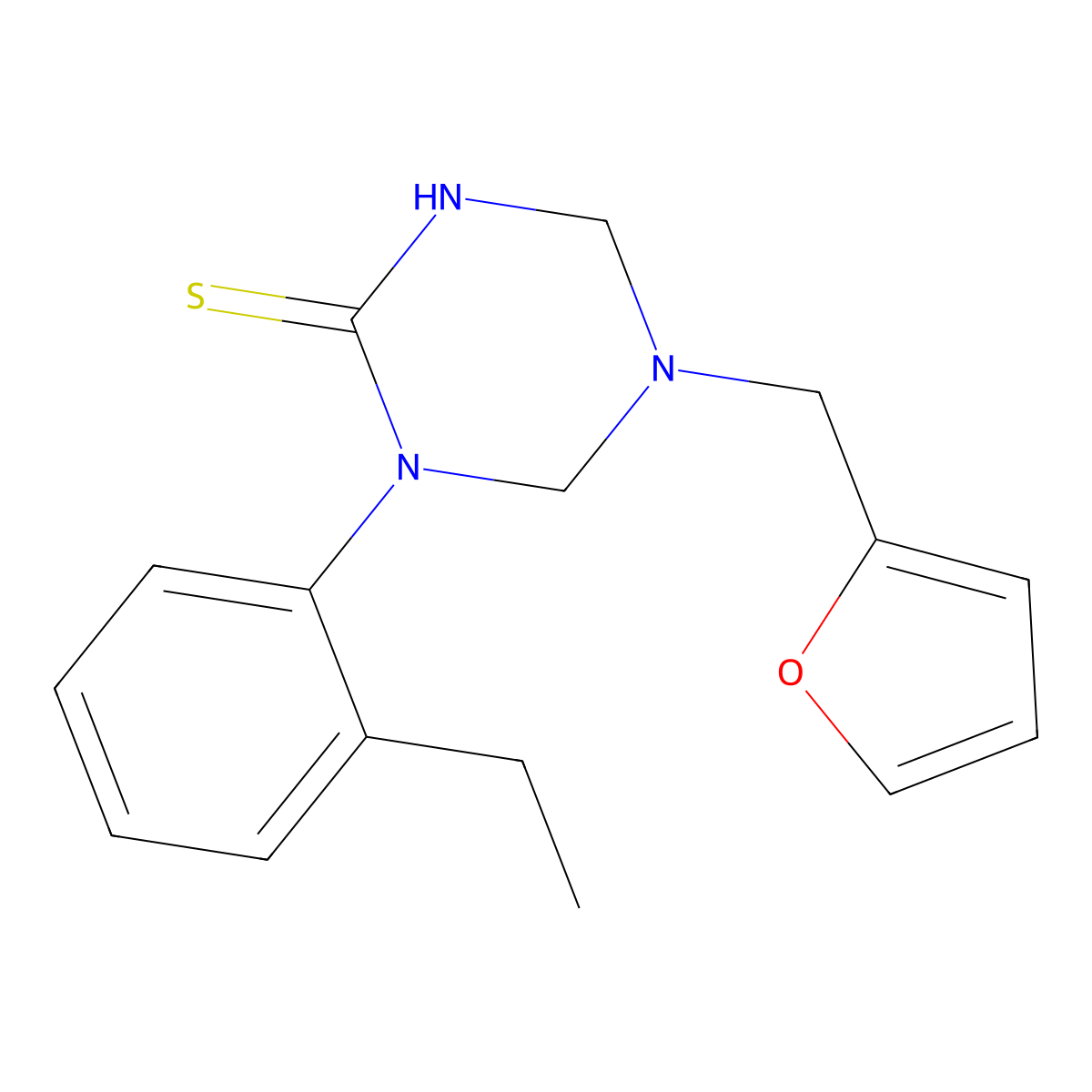 1-(2-Ethylphenyl)-5-(furan-2-ylmethyl)-1,3,5-triazinane-2-thione molecular structure, CAS 678544-01-9
