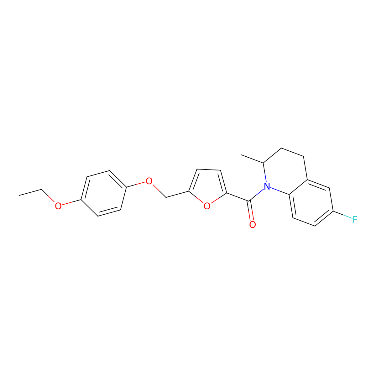 [5-[(4-ethoxyphenoxy)methyl]furan-2-yl]-(6-fluoro-2-methyl-3,4-dihydro-2H-quinolin-1-yl)methanone molecular structure, CAS 678546-13-9