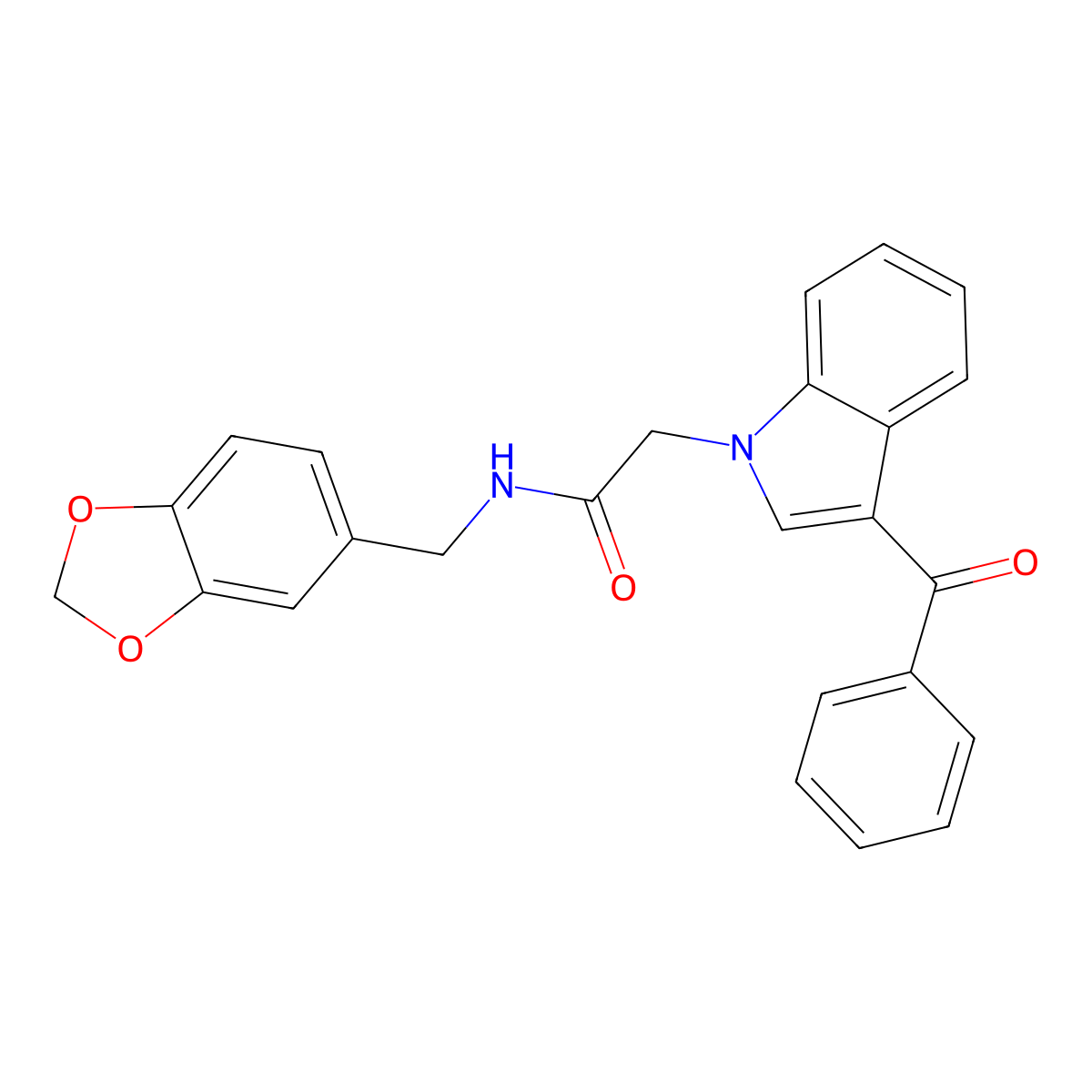 N-(1,3-benzodioxol-5-ylmethyl)-2-(3-benzoylindol-1-yl)acetamide molecular structure, CAS 678546-50-4