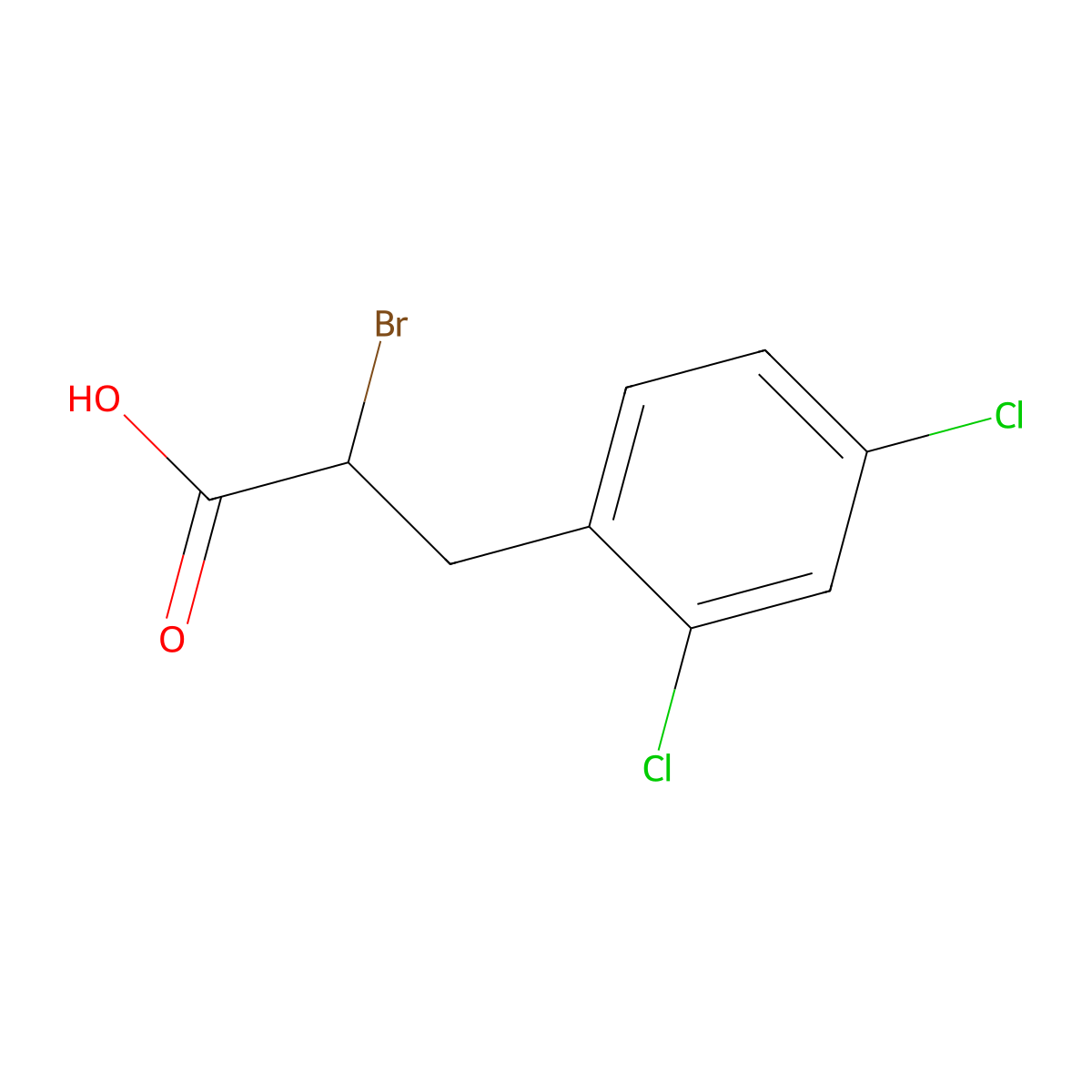 2-Bromo-3-(2,4-dichlorophenyl)propanoic acid molecular structure, CAS 678546-62-8
