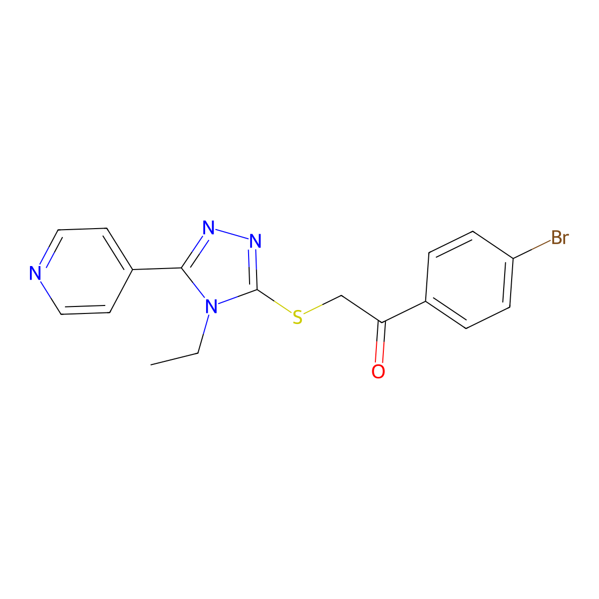 1-(4-bromophenyl)-2-{[4-ethyl-5-(pyridin-4-yl)-4H-1,2,4-triazol-3-yl]sulfanyl}ethanone molecular structure, CAS 678548-00-0