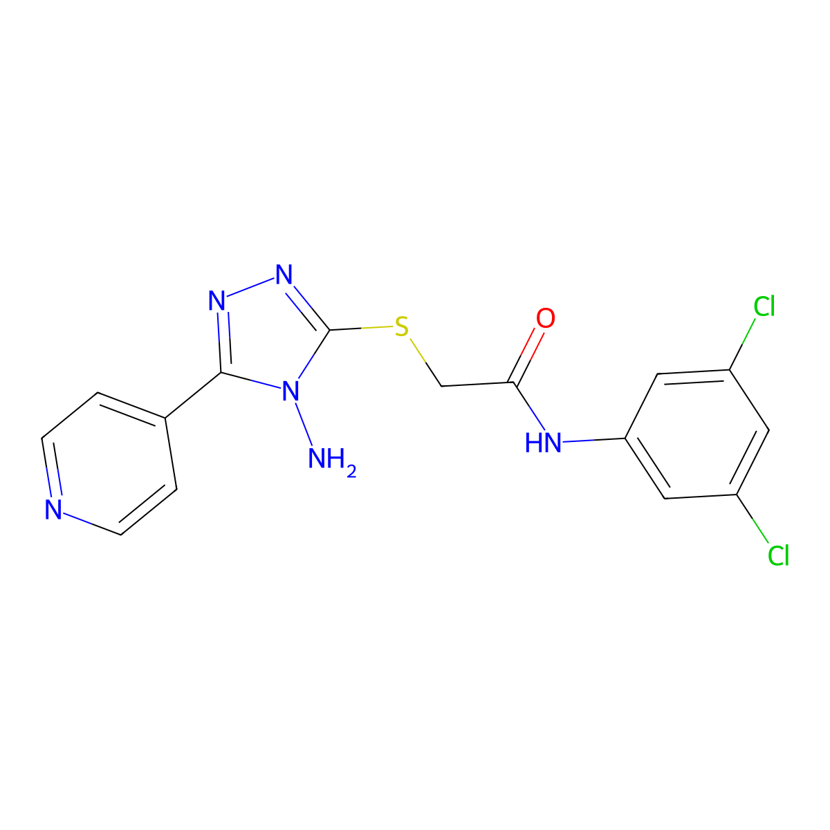 2-((4-amino-5-(pyridin-4-yl)-4H-1,2,4-triazol-3-yl)thio)-N-(3,5-dichlorophenyl)acetamide molecular structure, CAS 678548-24-8