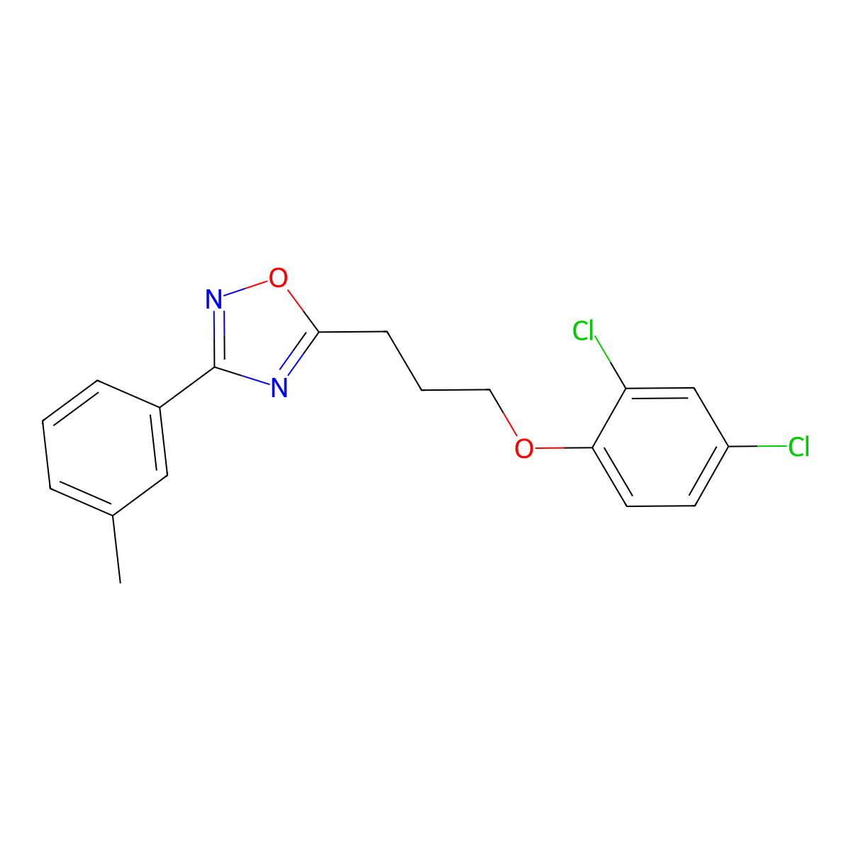 5-[3-(2,4-Dichlorophenoxy)propyl]-3-(3-methylphenyl)-1,2,4-oxadiazole molecular structure, CAS 678548-64-6
