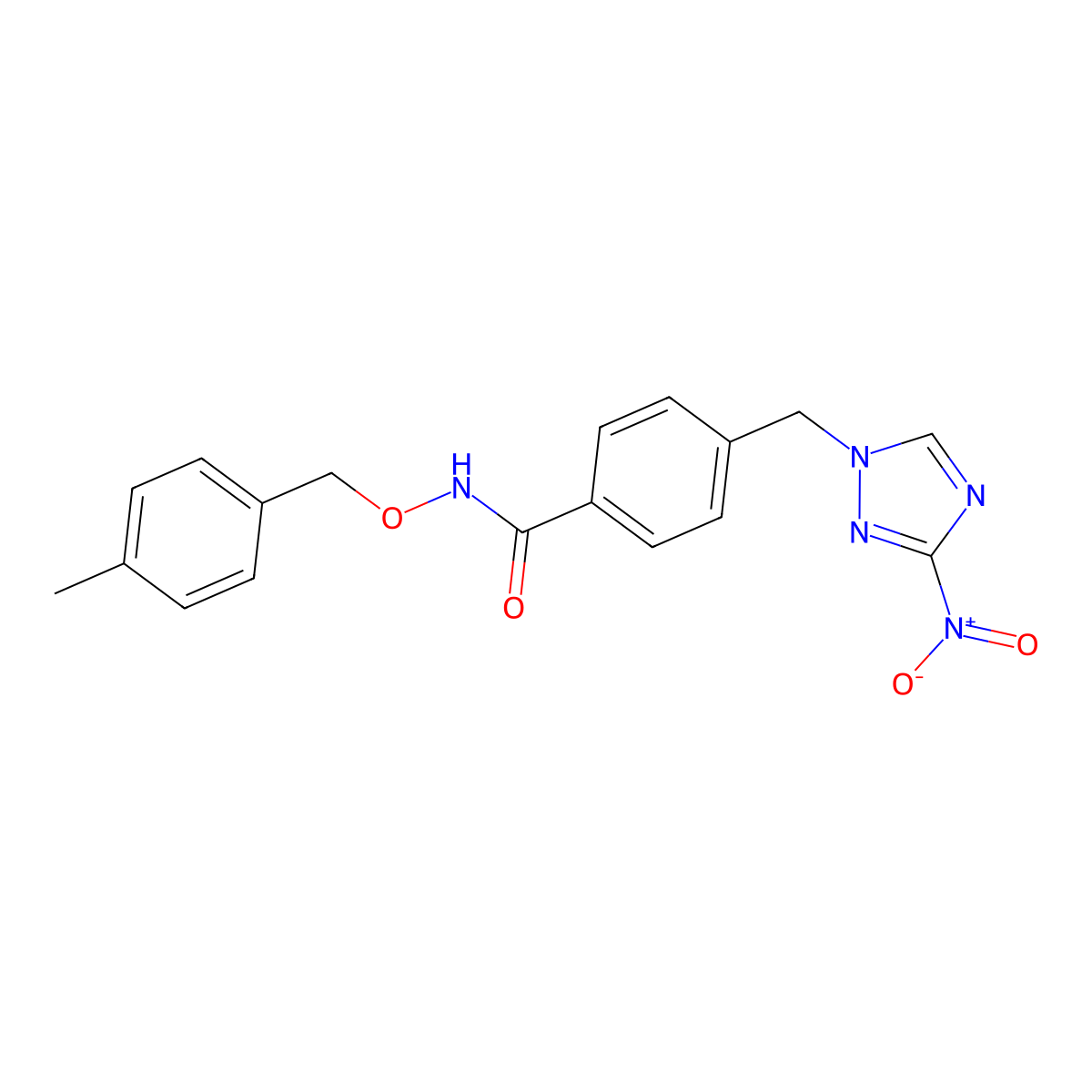 N-[(4-methylphenyl)methoxy]-4-[(3-nitro-1,2,4-triazol-1-yl)methyl]benzamide molecular structure, CAS 678549-02-5