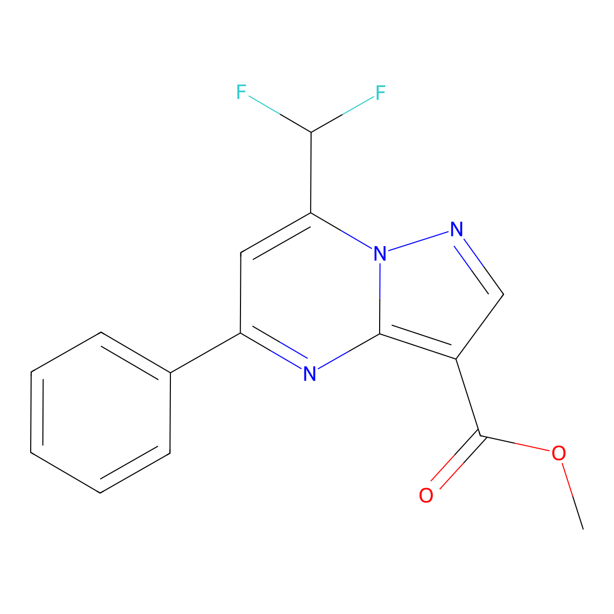 Methyl 7-(difluoromethyl)-5-phenylpyrazolo[1,5-a]pyrimidine-3-carboxylate molecular structure, CAS 678549-27-4