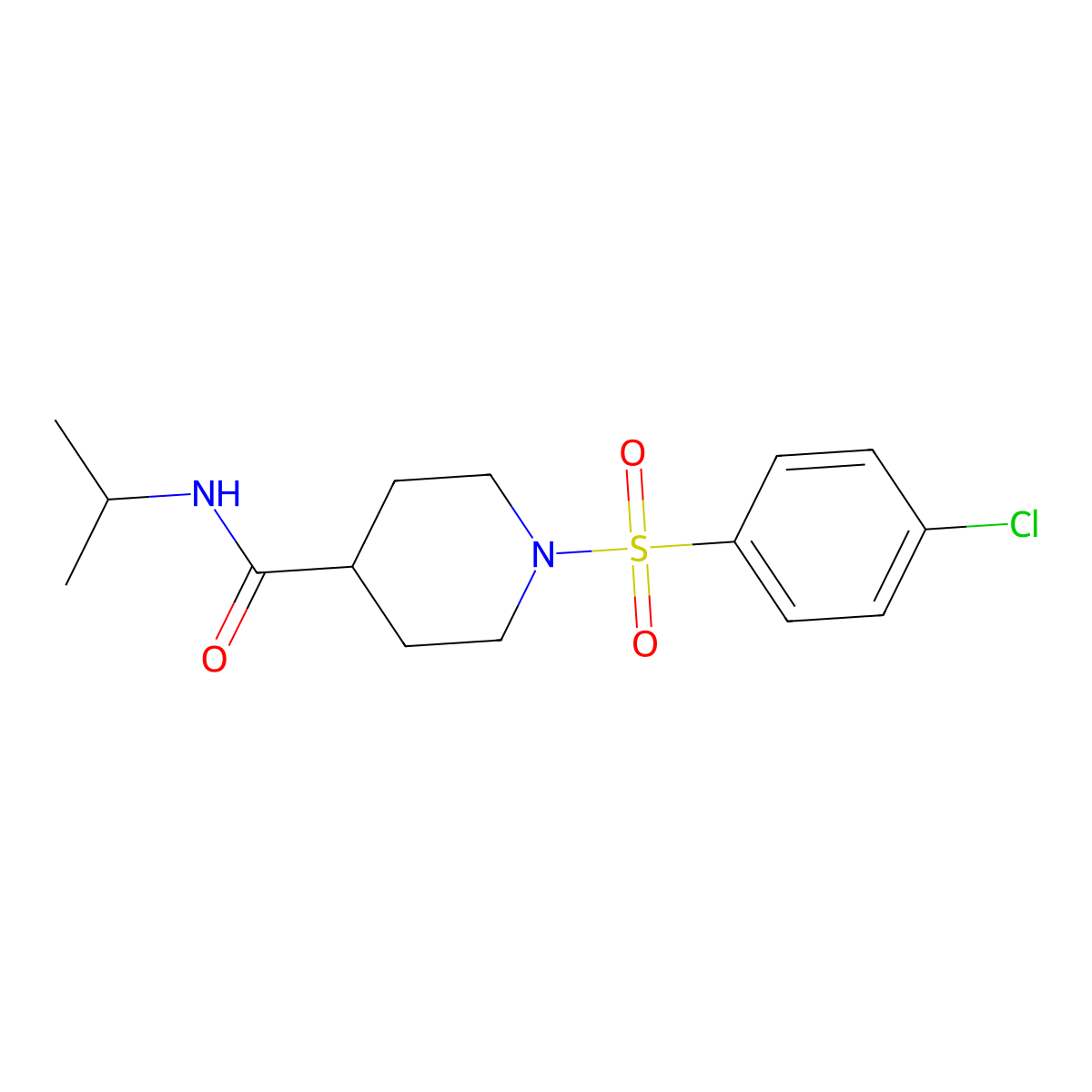 1-(4-chlorophenyl)sulfonyl-N-propan-2-ylpiperidine-4-carboxamide molecular structure, CAS 678549-85-4