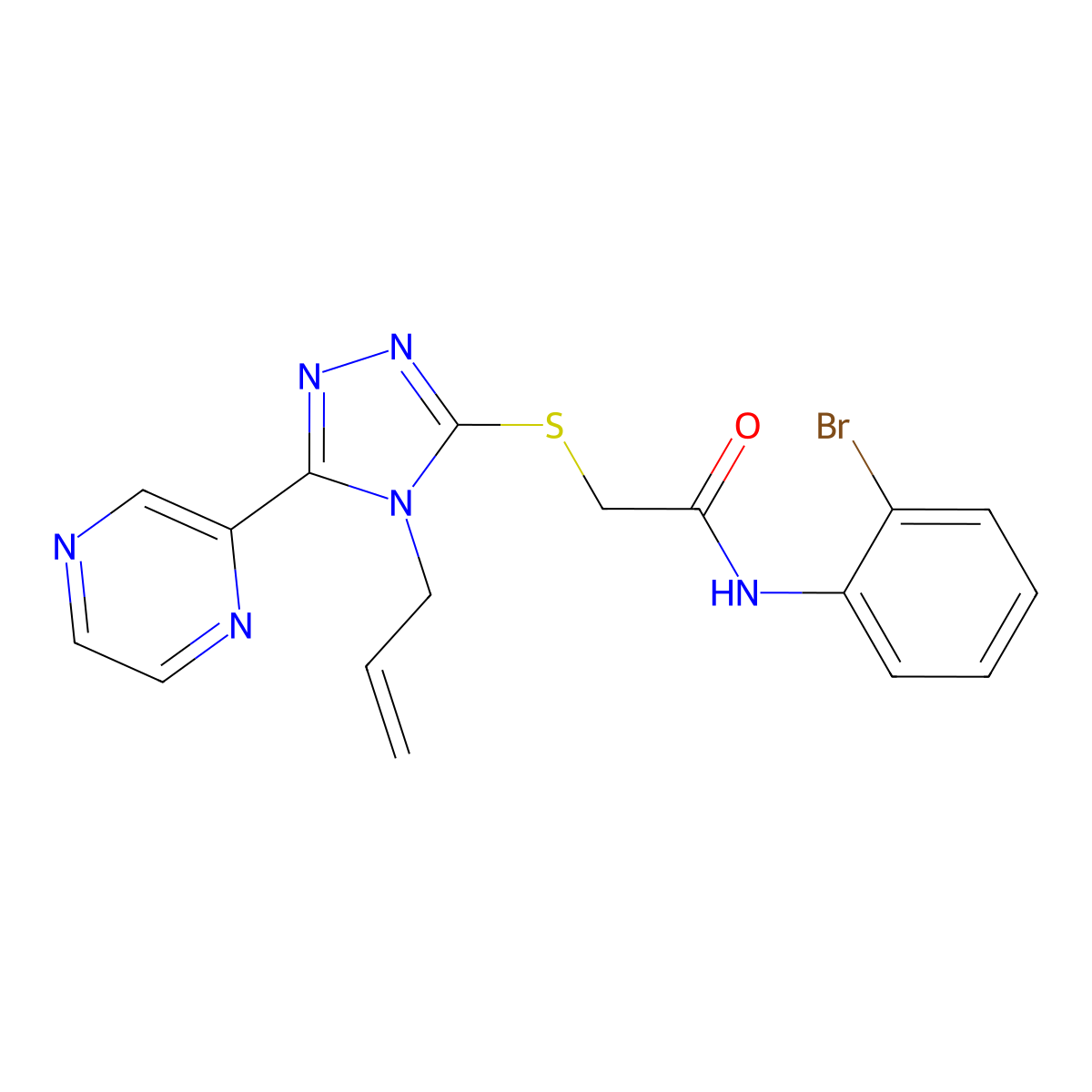 N-(2-bromophenyl)-2-{[4-(prop-2-en-1-yl)-5-(pyrazin-2-yl)-4H-1,2,4-triazol-3-yl]sulfanyl}acetamide molecular structure, CAS 678551-36-5