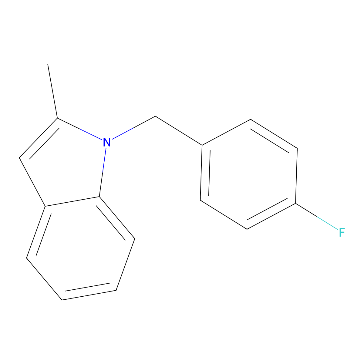 1-[(4-Fluorophenyl)methyl]-2-methylindole molecular structure, CAS 678552-42-6
