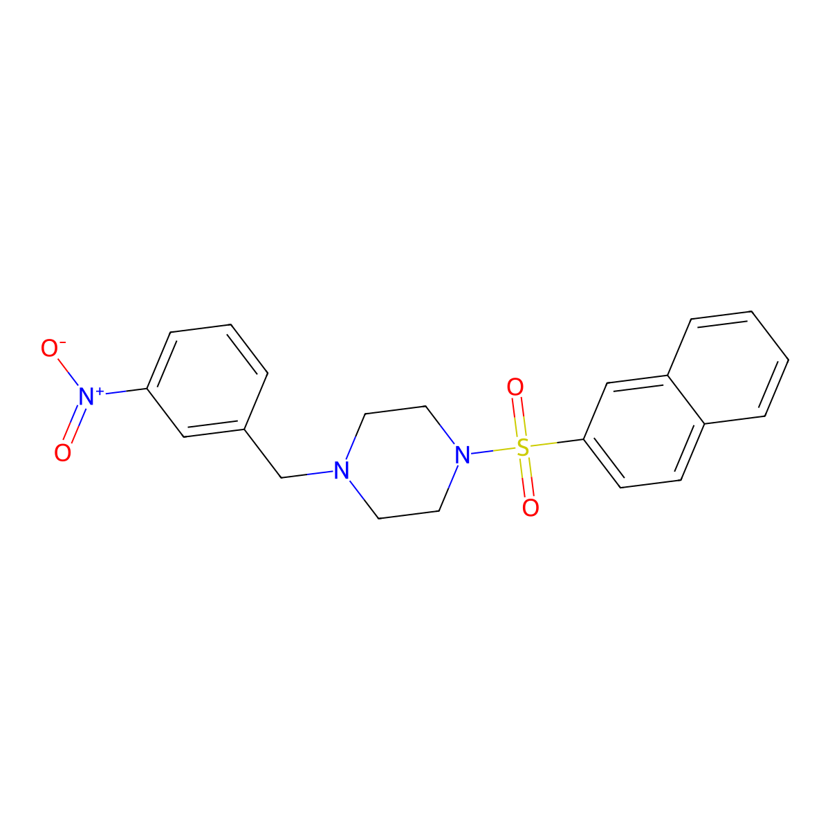 1-Naphthalen-2-ylsulfonyl-4-[(3-nitrophenyl)methyl]piperazine molecular structure, CAS 678552-67-5